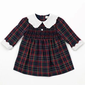 Purete Du Bebe “Isadora” Navy Tartan Dress